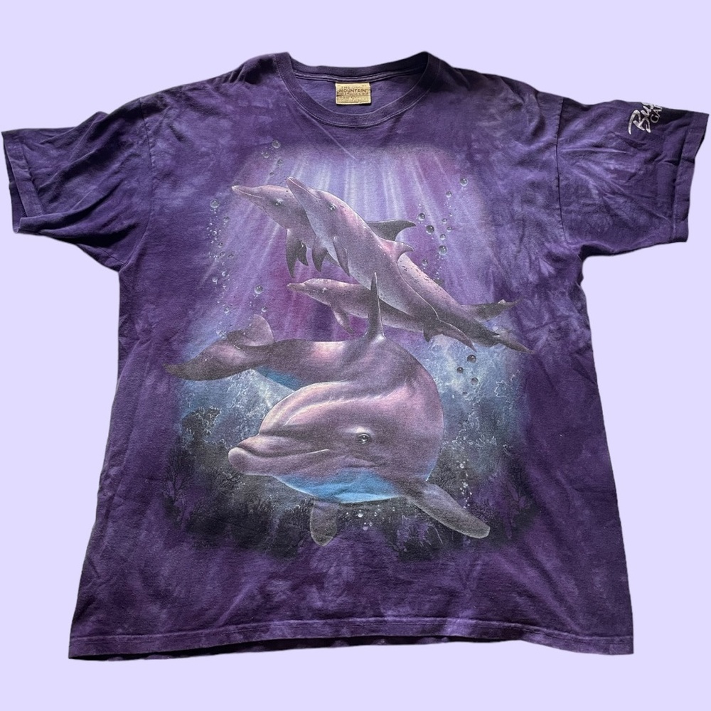 Vintage 90s Busch Garden Dolphins Purple Tie Dye T-shirt